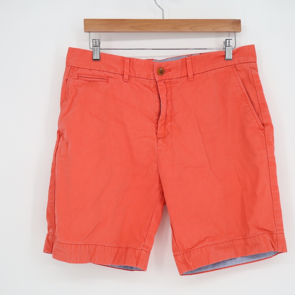 Tommy Hilfiger Mens Custom Fit Chino Shorts Coral Orange Cotton Size 34